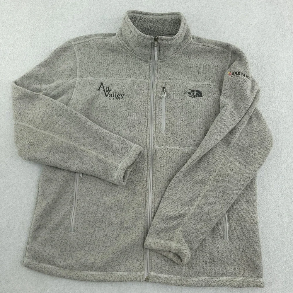 The North Face Sweater Fleece Jacket Mens XL Gray Full Zip Ag Valley Co-Op